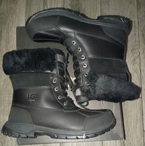MEN'S UGG BUTTE BLACK WATERPROOF SNOW BOOTS SIZE 9US